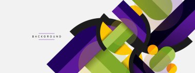 Geometrik şekiller bileşim soyut arkaplan. Çember çizgileri ve dikdörtgenler. Duvar kağıdı afişi veya iniş sayfası için vektör illüstrasyonu