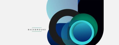 Çember ve yuvarlak şekiller soyut arkaplan. Duvar kağıdı afişi veya iniş sayfası için vektör illüstrasyonu