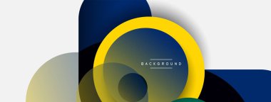 Çember ve yuvarlak şekiller soyut arkaplan. Duvar kağıdı afişi veya iniş sayfası için vektör illüstrasyonu