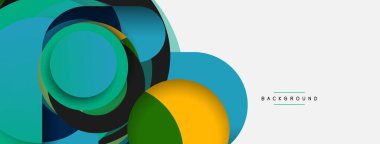 Yaratıcı geometrik duvar kağıdı. Asgari soyut arkaplan. Duvar kağıdı arkaplanı veya iniş sayfası için daire bileşimi vektör çizimi