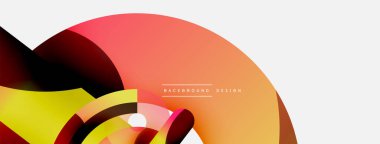 Yuvarlak şekiller daireler ve diğer geometrik şekiller. Duvar kağıdı afişi arkaplan kartı veya iniş sayfası için vektör illüstrasyonu