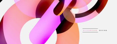 Yuvarlak şekiller daireler ve diğer geometrik şekiller. Duvar kağıdı afişi arkaplan kartı veya iniş sayfası için vektör illüstrasyonu