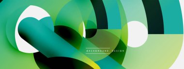 Yuvarlak şekiller daireler ve diğer geometrik şekiller. Duvar kağıdı afişi arkaplan kartı veya iniş sayfası için vektör illüstrasyonu