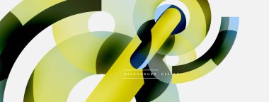 Yuvarlak şekiller daireler ve diğer geometrik şekiller. Duvar kağıdı afişi arkaplan kartı veya iniş sayfası için vektör illüstrasyonu