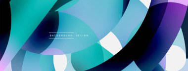 Yuvarlak şekiller daireler ve diğer geometrik şekiller. Duvar kağıdı afişi arkaplan kartı veya iniş sayfası için vektör illüstrasyonu