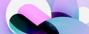 Yuvarlak şekiller daireler ve diğer geometrik şekiller. Duvar kağıdı afişi arkaplan kartı veya iniş sayfası için vektör illüstrasyonu