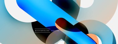 Yuvarlak şekiller daireler ve diğer geometrik şekiller. Duvar kağıdı afişi arkaplan kartı veya iniş sayfası için vektör illüstrasyonu