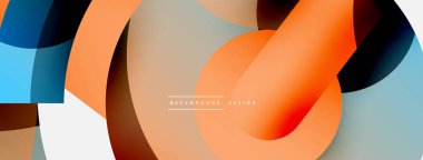 Yuvarlak şekiller daireler ve diğer geometrik şekiller. Duvar kağıdı afişi arkaplan kartı veya iniş sayfası için vektör illüstrasyonu