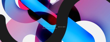 Yuvarlak şekiller daireler ve diğer geometrik şekiller. Duvar kağıdı afişi arkaplan kartı veya iniş sayfası için vektör illüstrasyonu