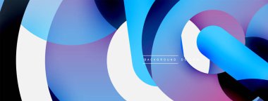 Yuvarlak şekiller daireler ve diğer geometrik şekiller. Duvar kağıdı afişi arkaplan kartı veya iniş sayfası için vektör illüstrasyonu