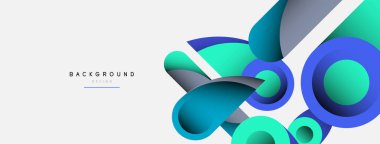 Soyut arkaplan. Minimum geometrik daireler ve koyu gölgeli yuvarlak şekiller. Duvar kağıdı afişi veya arkaplan için moda teknoloji iş şablonu