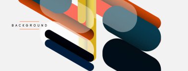 Yuvarlak şekiller ve çizgiler üst üste biniyor. Duvar kağıdı afişi veya iniş sayfası için vektör illüstrasyonu