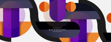 Geometrik şekiller bileşim soyut arkaplan. Çember çizgileri ve dikdörtgenler. Duvar kağıdı afişi veya iniş sayfası için vektör illüstrasyonu