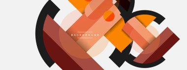 Geometrik şekiller bileşim soyut arkaplan. Çember çizgileri ve dikdörtgenler. Duvar kağıdı afişi veya iniş sayfası için vektör illüstrasyonu