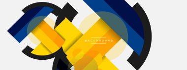 Geometrik şekiller bileşim soyut arkaplan. Çember çizgileri ve dikdörtgenler. Duvar kağıdı afişi veya iniş sayfası için vektör illüstrasyonu