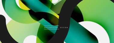 Yuvarlak şekiller daireler ve diğer geometrik şekiller. Duvar kağıdı afişi arkaplan kartı veya iniş sayfası için vektör illüstrasyonu