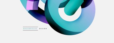 Yuvarlak şekiller daireler ve diğer geometrik şekiller. Duvar kağıdı afişi arkaplan kartı veya iniş sayfası için vektör illüstrasyonu