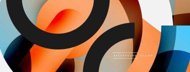 Yuvarlak şekiller daireler ve diğer geometrik şekiller. Duvar kağıdı afişi arkaplan kartı veya iniş sayfası için vektör illüstrasyonu