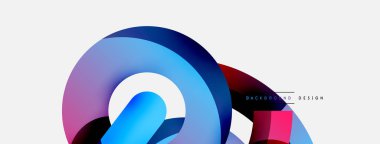 Yuvarlak şekiller daireler ve diğer geometrik şekiller. Duvar kağıdı afişi arkaplan kartı veya iniş sayfası için vektör illüstrasyonu