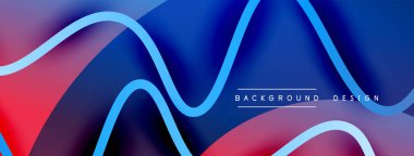 Gölge efektli dalga çizgisi olan soyut gradyan arkaplan. Geometrik bileşim. 3B gölge efektleri ve sıvı eğimleri