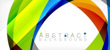 Geometrik soyut arkaplan. Üst üste binen renk şekilleriyle çember oluşturuldu. Duvar Kağıdı, Sancak, Arkaplan, İniş Sayfası için Vektör İllüstrasyonu