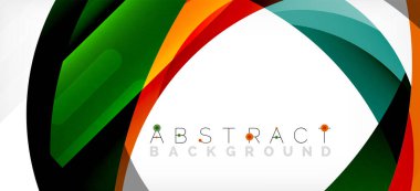 Geometrik soyut arkaplan. Üst üste binen renk şekilleriyle çember oluşturuldu. Duvar Kağıdı, Sancak, Arkaplan, İniş Sayfası için Vektör İllüstrasyonu