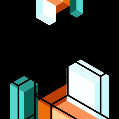 Soyut arkaplan. 3 boyutlu küp, küp elementler ve bloklar. Duvar kağıdı, afiş, arkaplan, iniş sayfası için tekno veya iş konsepti