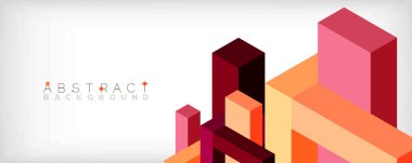 Soyut arkaplan. 3 boyutlu küp, küp elementler ve bloklar. Duvar kağıdı, afiş, arkaplan, iniş sayfası için tekno veya iş konsepti