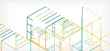 Soyut arkaplan. Beyaz arkaplanda renk çizgileri. Doğrusal soyut kompozisyon. Duvar kağıdı, afiş, arkaplan, iniş sayfası için tekno veya iş konsepti