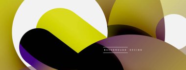 Yuvarlak şekiller daireler ve diğer geometrik şekiller. Duvar kağıdı afişi arkaplan kartı veya iniş sayfası için vektör illüstrasyonu