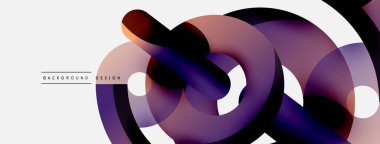 Yuvarlak şekiller daireler ve diğer geometrik şekiller. Duvar kağıdı afişi arkaplan kartı veya iniş sayfası için vektör illüstrasyonu