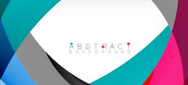 Geometrik soyut arkaplan. Üst üste binen renk şekilleriyle çember oluşturuldu. Duvar Kağıdı, Sancak, Arkaplan, İniş Sayfası için Vektör İllüstrasyonu