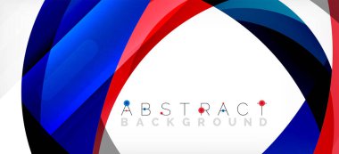 Geometrik soyut arkaplan. Üst üste binen renk şekilleriyle çember oluşturuldu. Duvar Kağıdı, Sancak, Arkaplan, İniş Sayfası için Vektör İllüstrasyonu