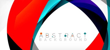 Geometrik soyut arkaplan. Üst üste binen renk şekilleriyle çember oluşturuldu. Duvar Kağıdı, Sancak, Arkaplan, İniş Sayfası için Vektör İllüstrasyonu