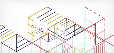 Soyut arkaplan. Beyaz arkaplanda renk çizgileri. Doğrusal soyut kompozisyon. Duvar kağıdı, afiş, arkaplan, iniş sayfası için tekno veya iş konsepti