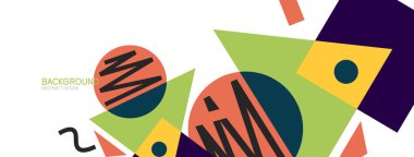 Soyut arkaplan. Bloklar, çizgiler, üçgenler, daireler. Duvar kağıdı, afiş, arkaplan, iniş sayfası için tekno veya iş konsepti