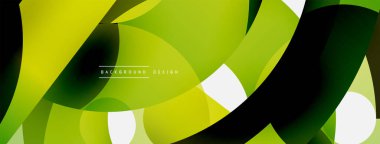 Yuvarlak şekiller daireler ve diğer geometrik şekiller. Duvar kağıdı afişi arkaplan kartı veya iniş sayfası için vektör illüstrasyonu