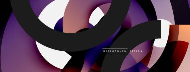 Yuvarlak şekiller daireler ve diğer geometrik şekiller. Duvar kağıdı afişi arkaplan kartı veya iniş sayfası için vektör illüstrasyonu