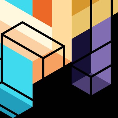 Soyut arkaplan. 3 boyutlu küp, küp elementler ve bloklar. Duvar kağıdı, afiş, arkaplan, iniş sayfası için tekno veya iş konsepti