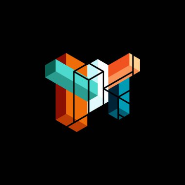 Soyut arkaplan. 3 boyutlu küp, küp elementler ve bloklar. Duvar kağıdı, afiş, arkaplan, iniş sayfası için tekno veya iş konsepti