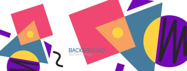 Soyut arkaplan. Bloklar, çizgiler, üçgenler, daireler. Duvar kağıdı, afiş, arkaplan, iniş sayfası için tekno veya iş konsepti