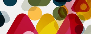 Beyaz üzerine renkli baloncuklar ve yuvarlak geometrik şekiller. Duvar kağıdı, pankart, arkaplan, iniş sayfası için vektör geometrik asgari özet arkaplan