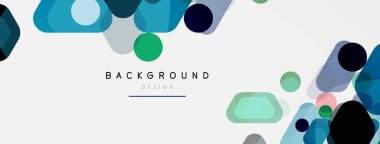 Beyaz üzerine renkli baloncuklar ve yuvarlak geometrik şekiller. Duvar kağıdı, pankart, arkaplan, iniş sayfası için vektör geometrik asgari özet arkaplan