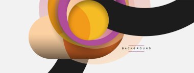 Çember ve yuvarlak şekiller soyut arkaplan. Duvar kağıdı afişi veya iniş sayfası için vektör illüstrasyonu