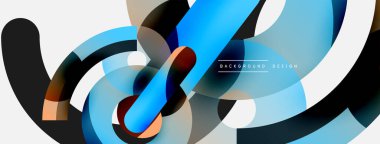 Yuvarlak şekiller daireler ve diğer geometrik şekiller. Duvar kağıdı afişi arkaplan kartı veya iniş sayfası için vektör illüstrasyonu