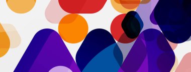 Beyaz üzerine renkli baloncuklar ve yuvarlak geometrik şekiller. Duvar kağıdı, pankart, arkaplan, iniş sayfası için vektör geometrik asgari özet arkaplan