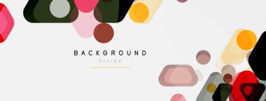 Beyaz üzerine renkli baloncuklar ve yuvarlak geometrik şekiller. Duvar kağıdı, pankart, arkaplan, iniş sayfası için vektör geometrik asgari özet arkaplan