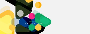 Soyut yuvarlak geometrik şekiller ve daireler. Duvar kağıdı, afiş, arkaplan veya iniş için moda tekno iş şablonu