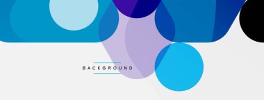 Beyaz üzerine renkli baloncuklar ve yuvarlak geometrik şekiller. Duvar kağıdı, pankart, arkaplan, iniş sayfası için vektör geometrik asgari özet arkaplan