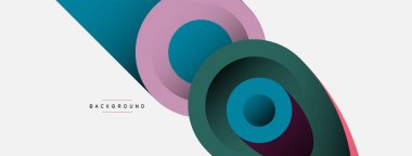 Soyut arkaplan. Minimum geometrik daireler ve koyu gölgeli yuvarlak şekiller. Duvar kağıdı afişi veya arkaplan için moda teknoloji iş şablonu